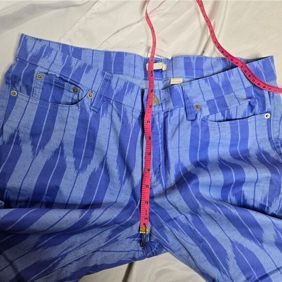 NEW J CREW blue ikat jeans toothpick stretch twill ankle pants 32 - Picture 9 of 10